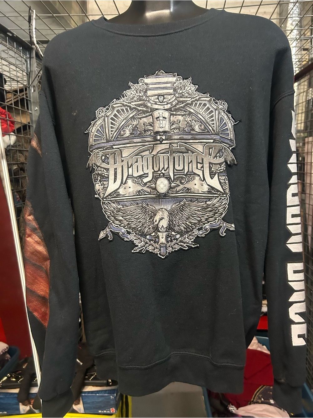 LUX BLK EXC fully custom Dragonforce band DRAGON 🐉 Black Graphic Sweatshirt L